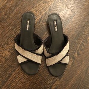 Santorini Black and Silver Sandals